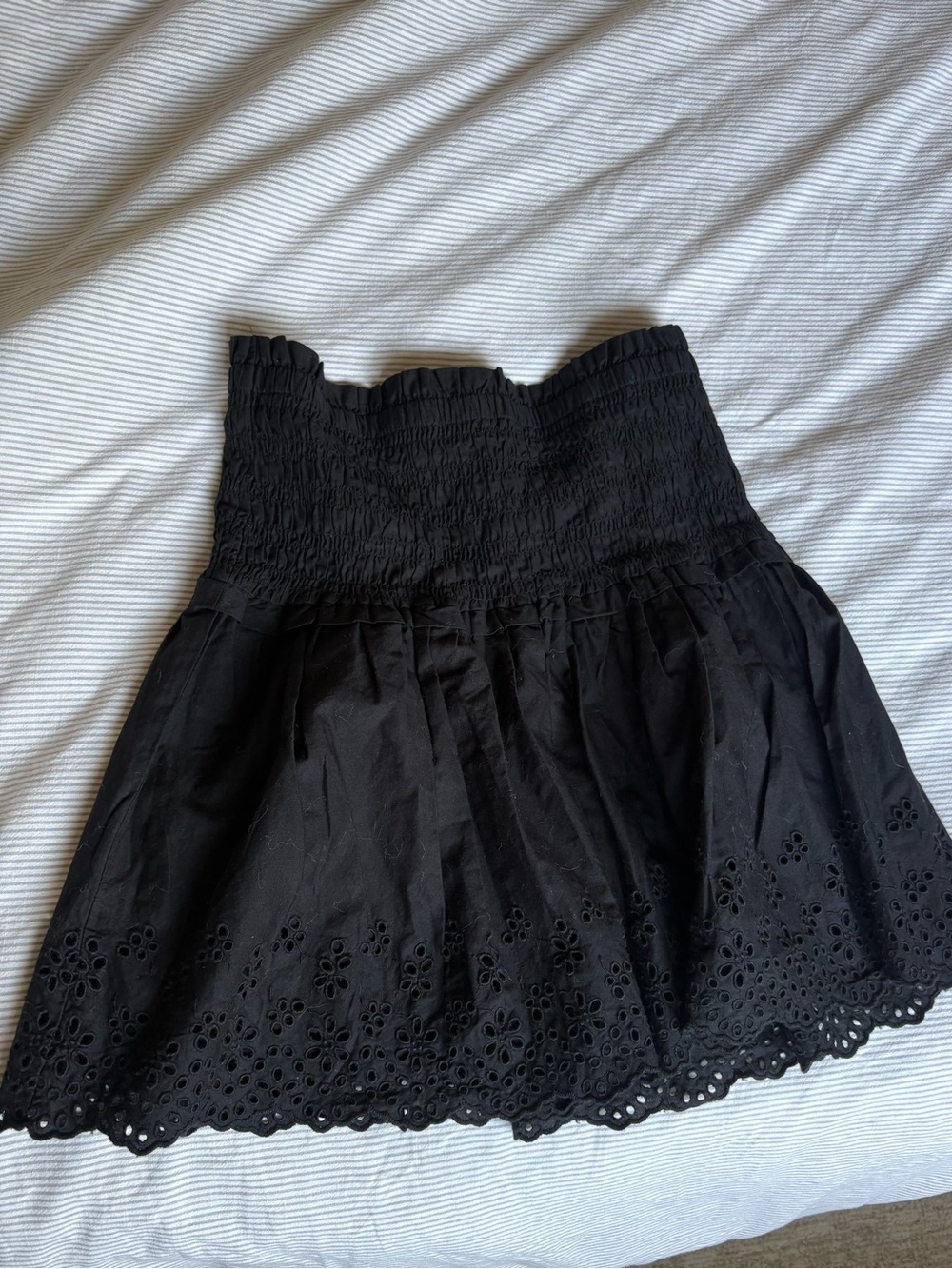 GAP Black Eyelet Mini Skirt with Smocked Waist